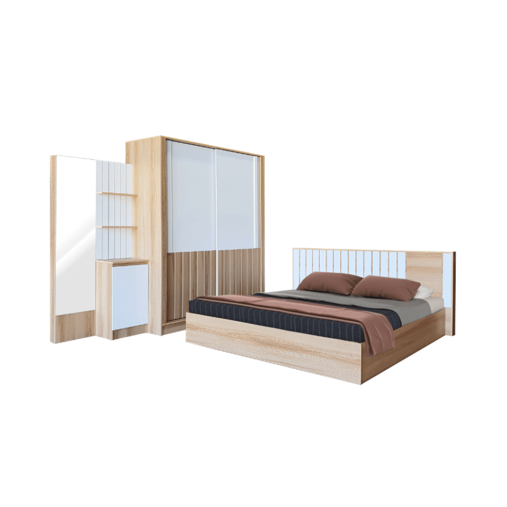 ชุดห้องนอน + ที่นอน PVC 6 ฟุต WISDOM DESIGN FURNITURE รุ่น AMANDA สี แอช/ขาว_6